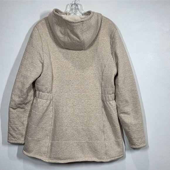 North Face Jacket Womens XL Beige Caroluna II Hooded Sherpa Fleece Lined Coat - Picture 9 of 11